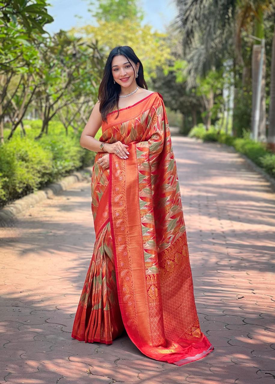 Women's Luxurious Pista Green & Pink Art Silk Saree with Intricate Leaf Weave & Broad Zari Border – Ideal for Festive & Wedding Occasions - Image 17